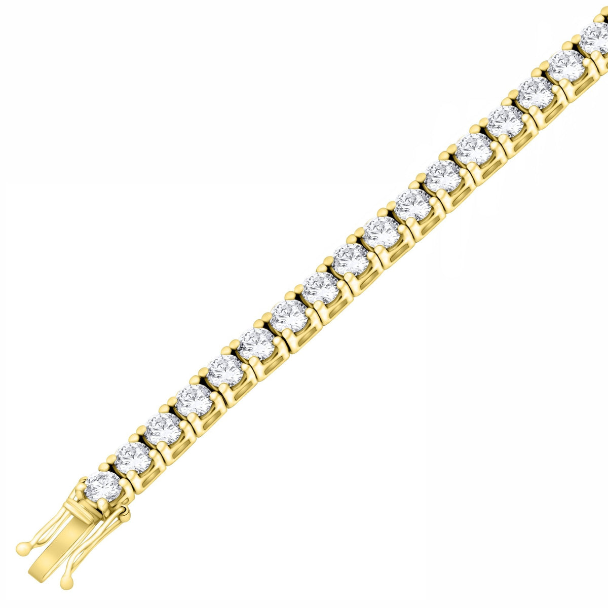 Lab grown 18ct yellow gold 12.00ct round diamond tennis bracelet
