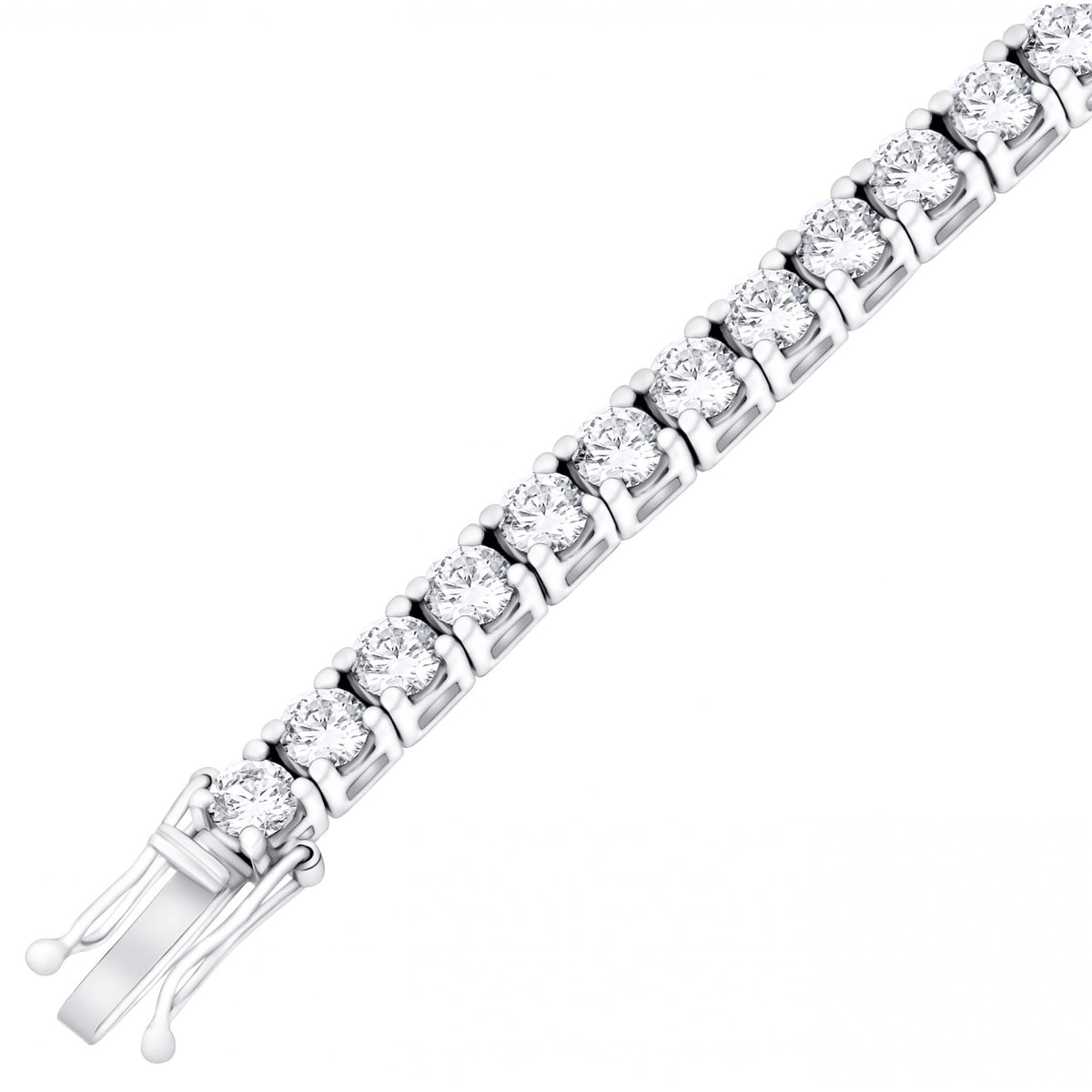 Lab grown platinum 10.00ct round cut diamond tennis bracelet