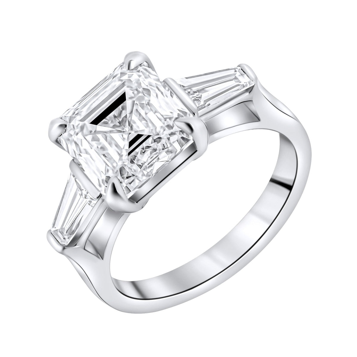 Lab grown platinum 4.08ct D VVS2 IGI asscher cut diamond ring