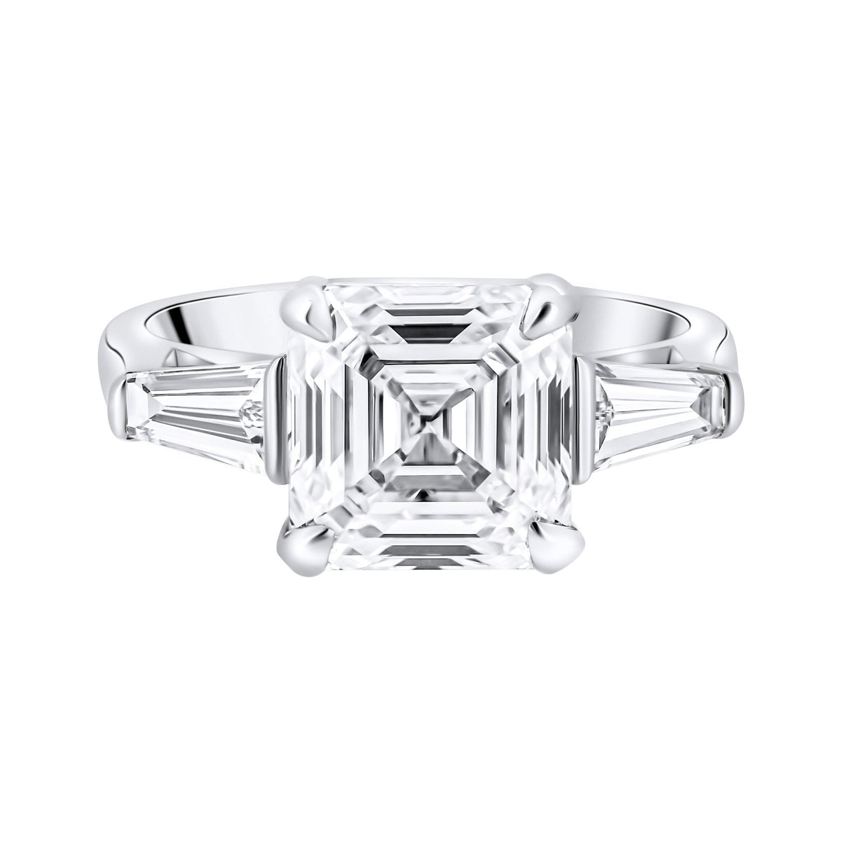 Lab grown platinum 4.08ct D VVS2 IGI asscher cut diamond ring