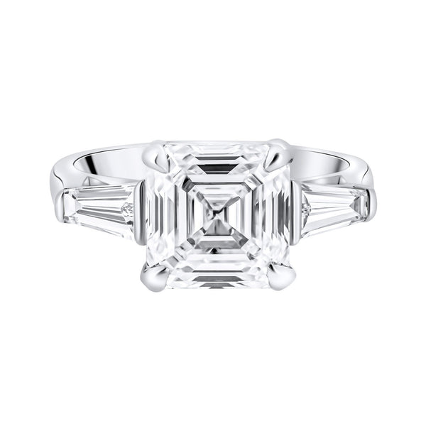 Lab grown platinum 4.08ct D VVS2 IGI asscher cut diamond ring
