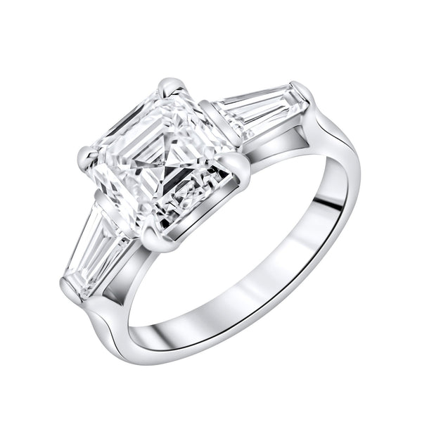 Lab grown platinum 3.07ct D VVS2 IGI asscher cut diamond ring