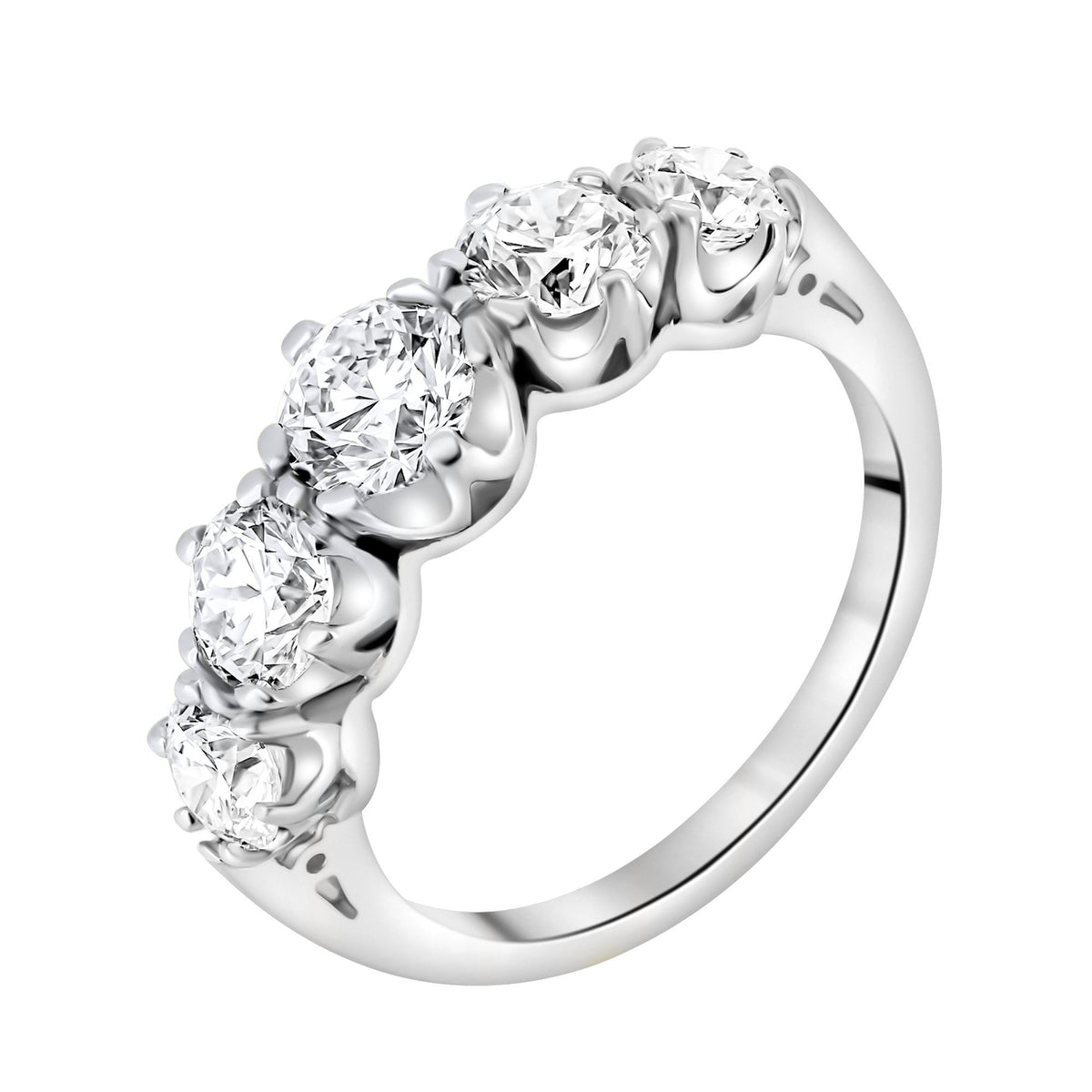 Platinum 2.04ct round brilliant cut diamond 5 stone ring