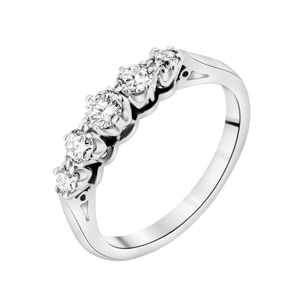 Platinum 0.50ct round brilliant cut diamond 5 stone ring