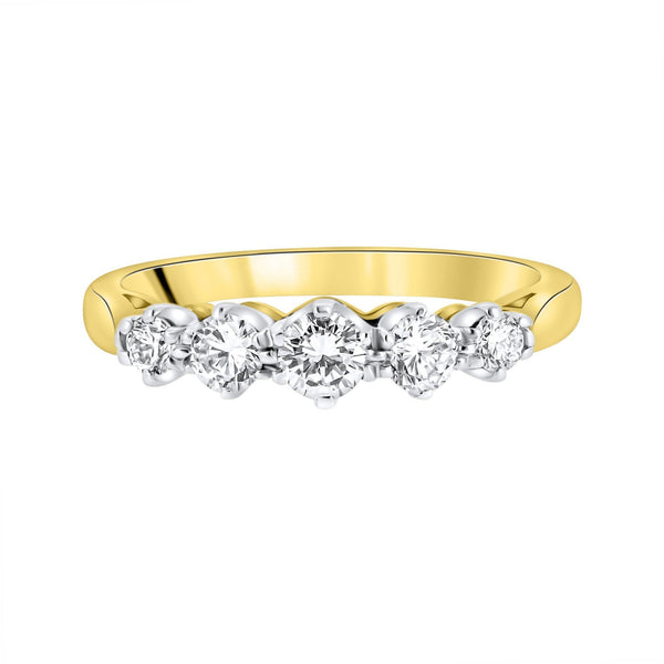 18ct yellow gold 0.50ct round brilliant diamond 5 stone ring