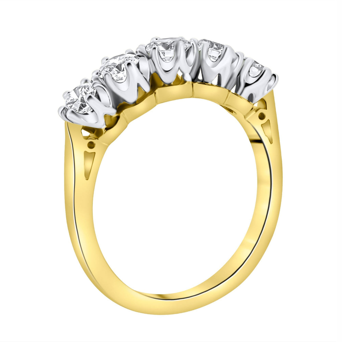 18ct yellow gold 1.00ct round brilliant cut diamond 5 stone ring
