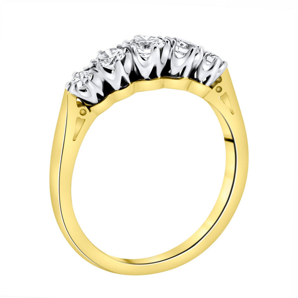 18ct yellow gold 0.50ct round brilliant diamond 5 stone ring