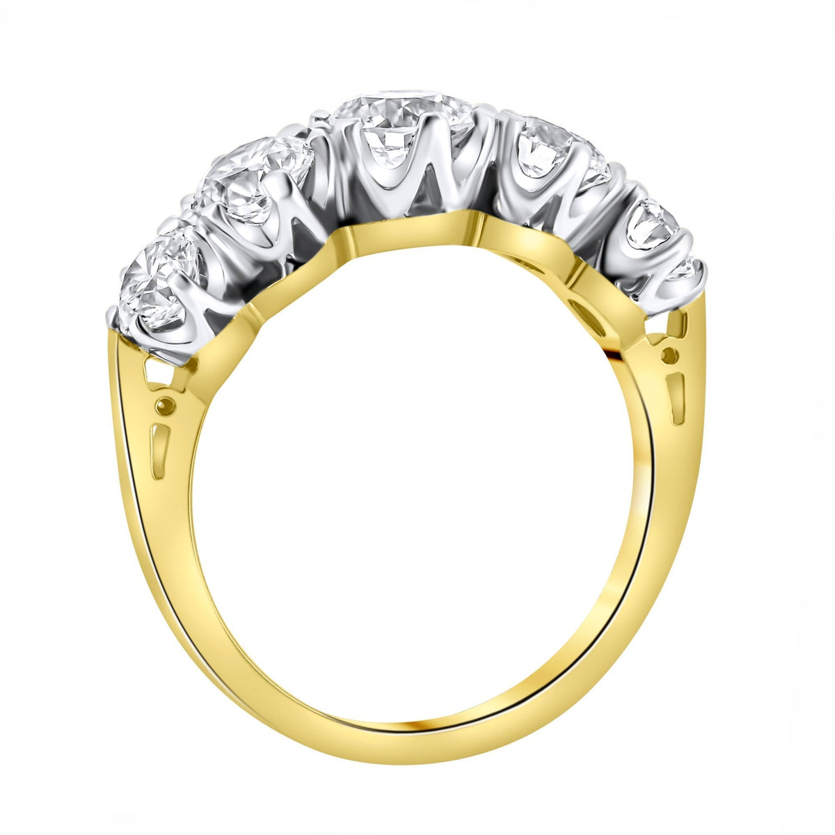 18ct yellow gold 2.04ct F VS2 GIA round diamond 5 stone ring