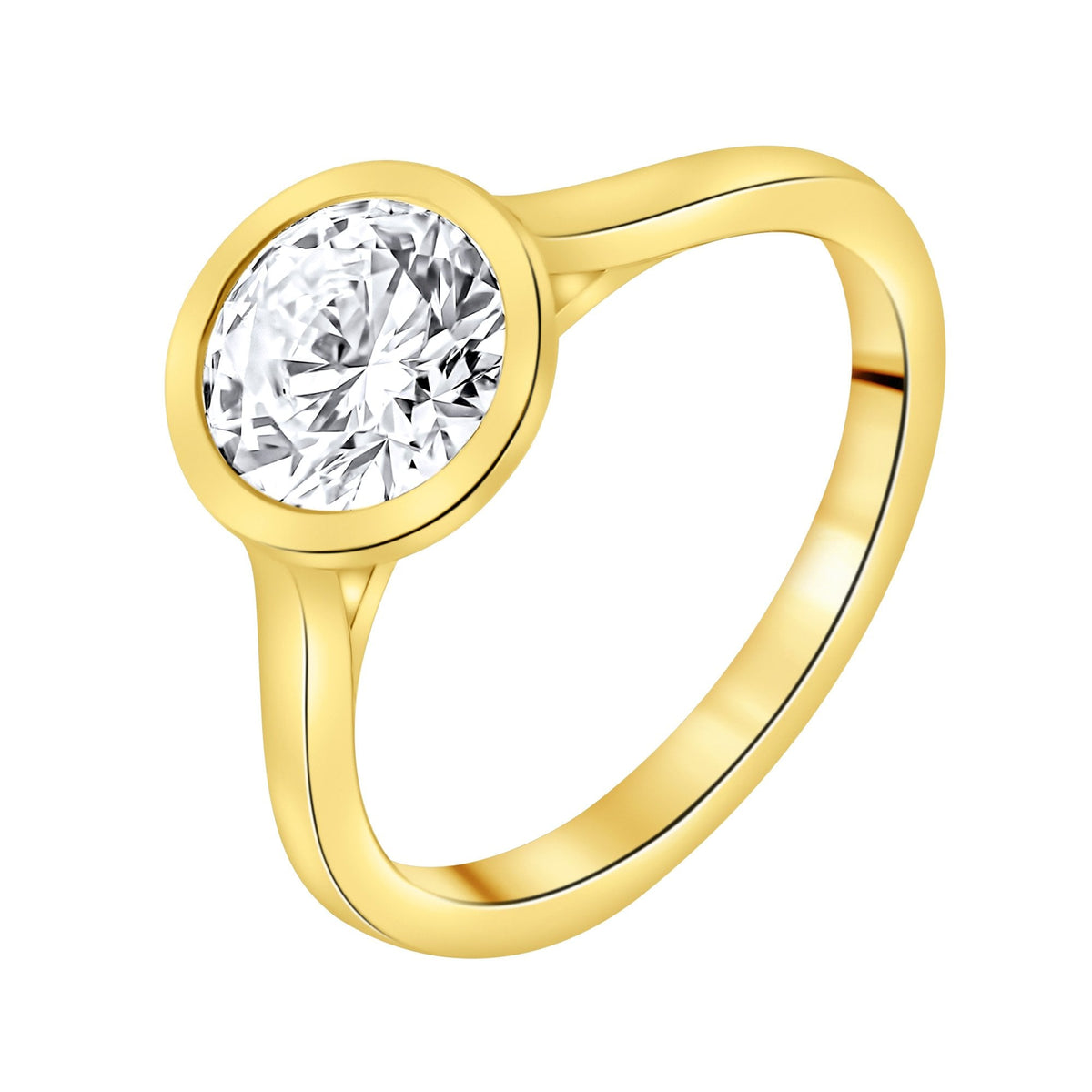 Lab grown 18ct yellow gold 1.50ct D VVS2 IGI round diamond ring