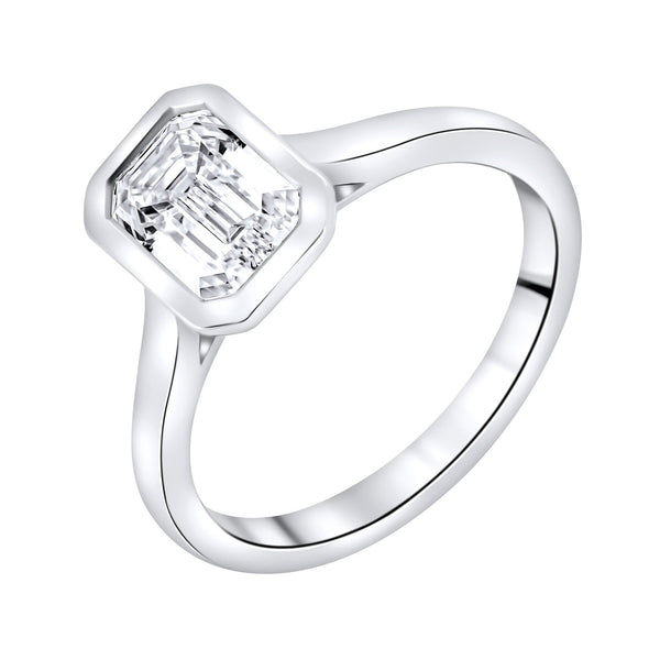 Lab grown platinum 1.51ct D VVS2 IGI emerald cut diamond ring