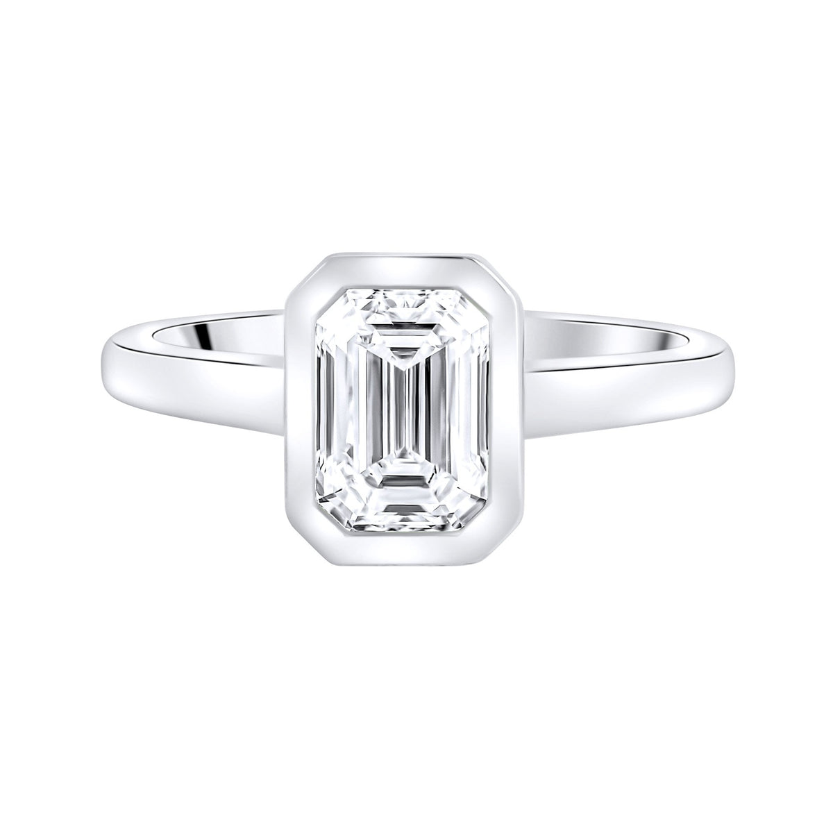 Lab grown platinum 1.51ct D VVS2 IGI emerald cut diamond ring