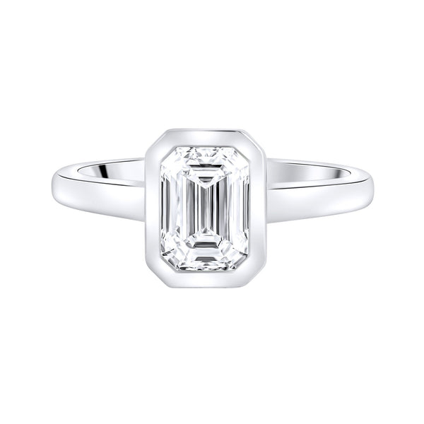 Lab grown platinum 1.51ct D VVS2 IGI emerald cut diamond ring