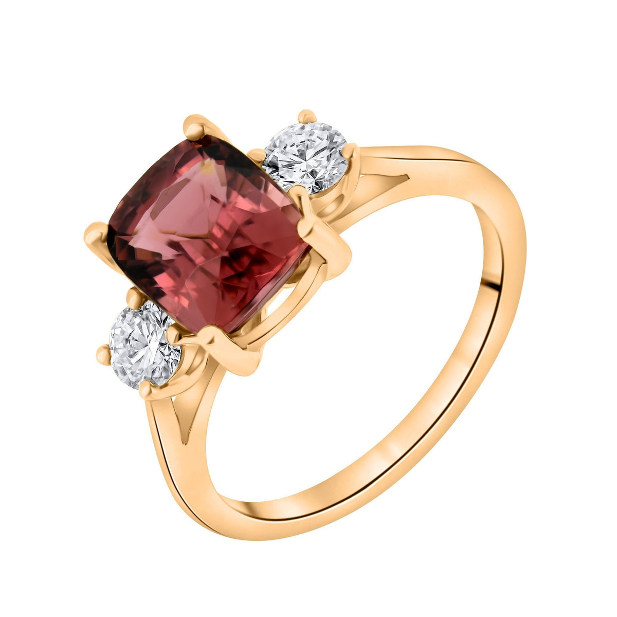 18ct rose gold 2.67ct pink tourmaline & 0.43ct diamond ring
