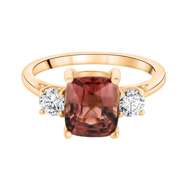 18ct rose gold 2.67ct pink tourmaline & 0.43ct diamond ring