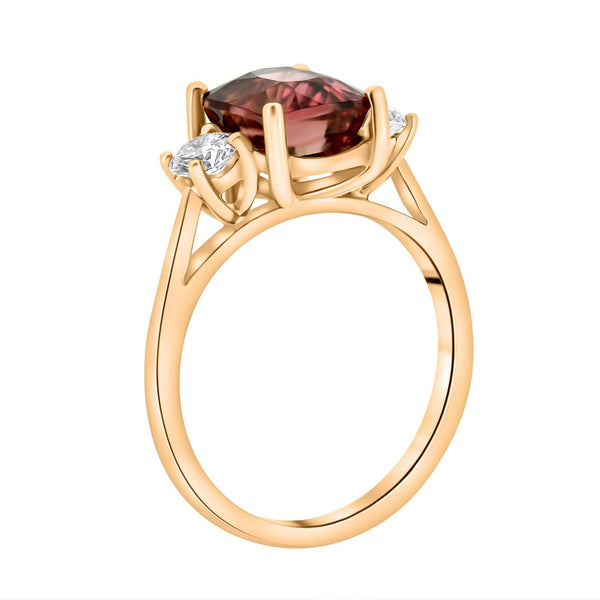 18ct rose gold 2.67ct pink tourmaline & 0.43ct diamond ring
