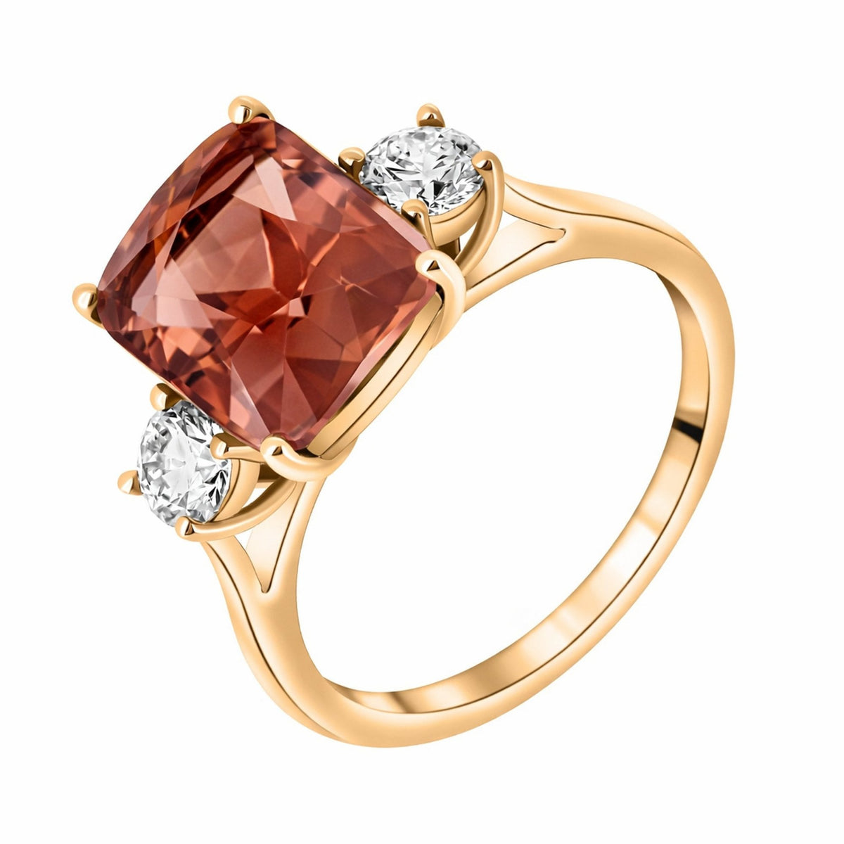 18ct rose gold 4.14ct orange tourmaline & 0.50ct diamond ring