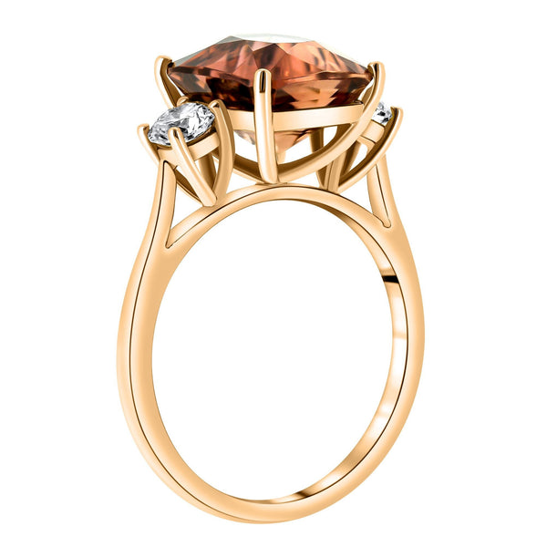 18ct rose gold 4.14ct orange tourmaline & 0.50ct diamond ring