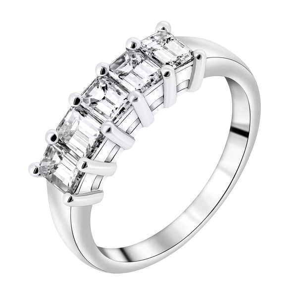 Platinum 1.25ct emerald cut diamond 5 stone ring