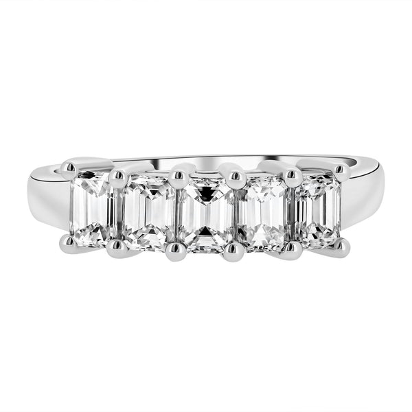 Platinum 1.25ct emerald cut diamond 5 stone ring