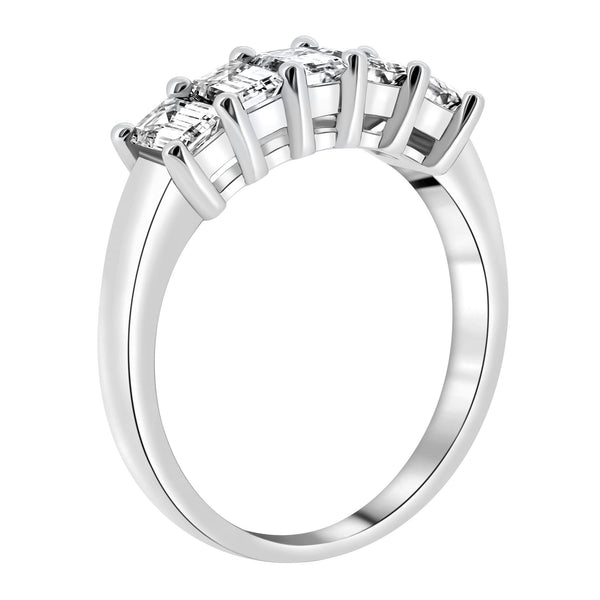 Platinum 1.25ct emerald cut diamond 5 stone ring