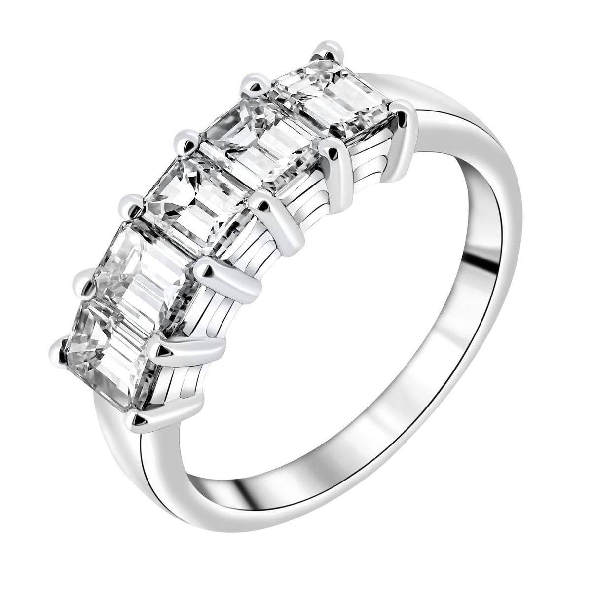 Platinum 2.17ct emerald cut diamond 5 stone ring