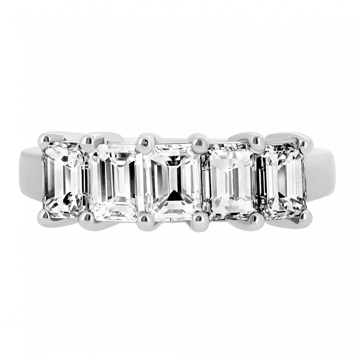 Platinum 2.17ct emerald cut diamond 5 stone ring