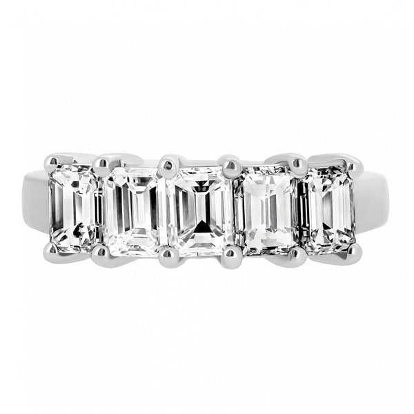 Platinum 2.17ct emerald cut diamond 5 stone ring
