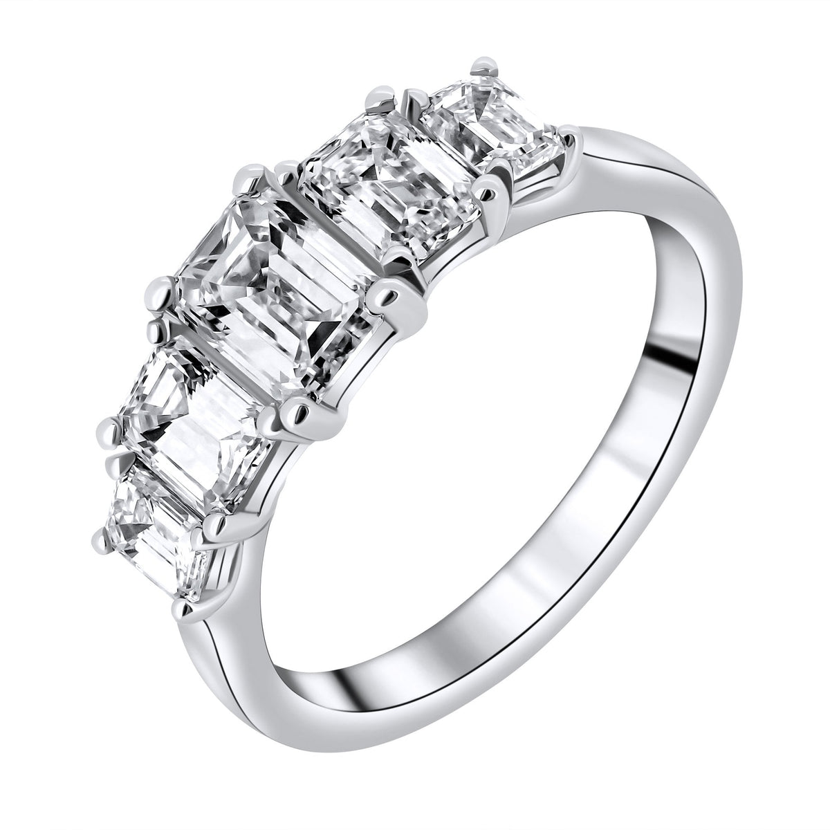 Platinum 2.06ct F VS2 GIA emerald cut diamond 5 stone ring