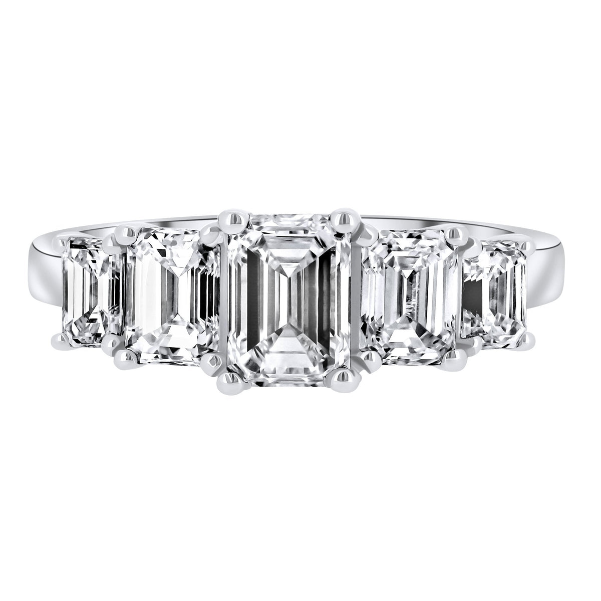 Platinum 2.06ct F VS2 GIA emerald cut diamond 5 stone ring
