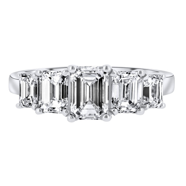 Platinum 2.06ct F VS2 GIA emerald cut diamond 5 stone ring