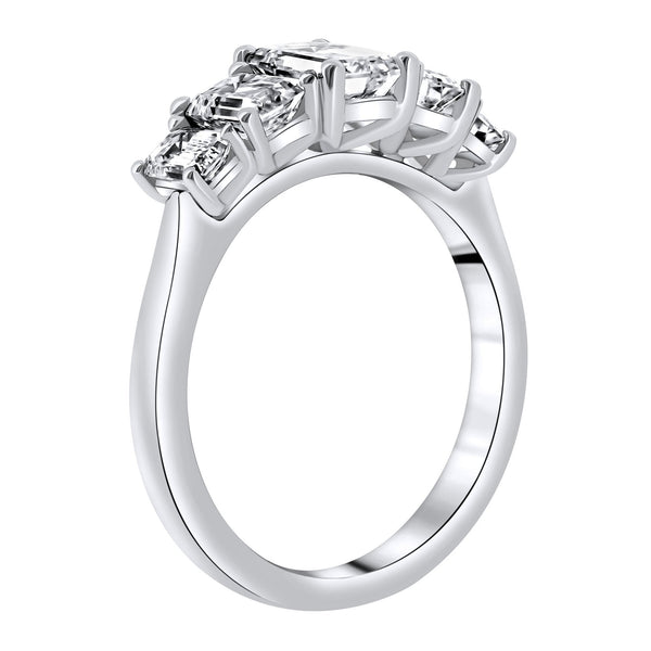 Platinum 2.06ct F VS2 GIA emerald cut diamond 5 stone ring