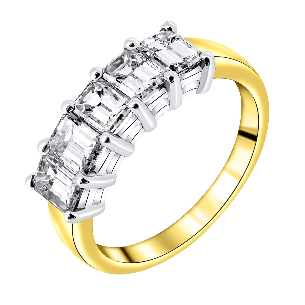 18ct yellow gold 2.11ct emerald cut 5 stone ring