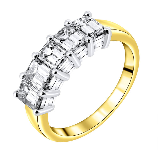 18ct yellow gold 2.11ct emerald cut 5 stone ring