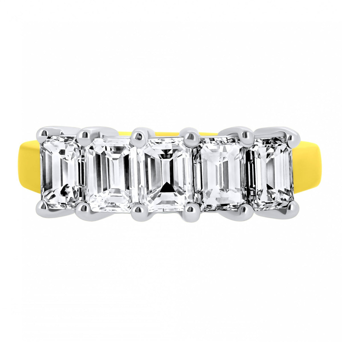 18ct yellow gold 2.11ct emerald cut 5 stone ring