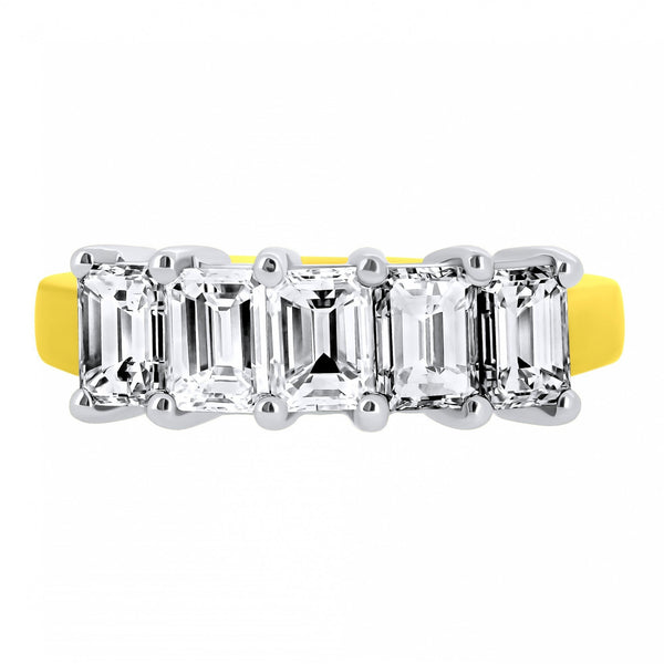 18ct yellow gold 2.11ct emerald cut 5 stone ring