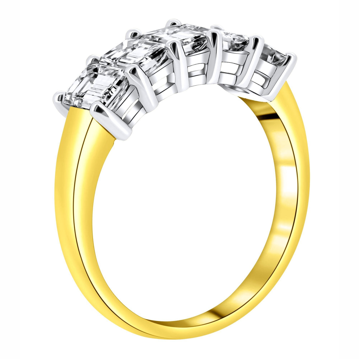 18ct yellow gold 2.11ct emerald cut 5 stone ring