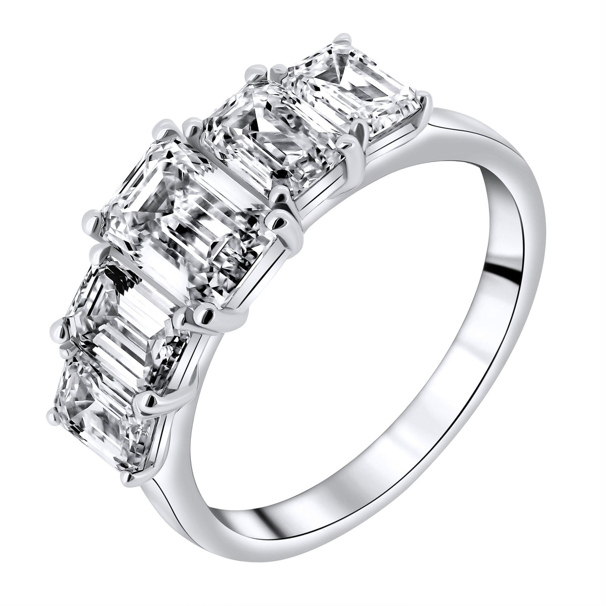 Platinum 3.08ct F VS2 GIA emerald cut diamond 5 stone ring