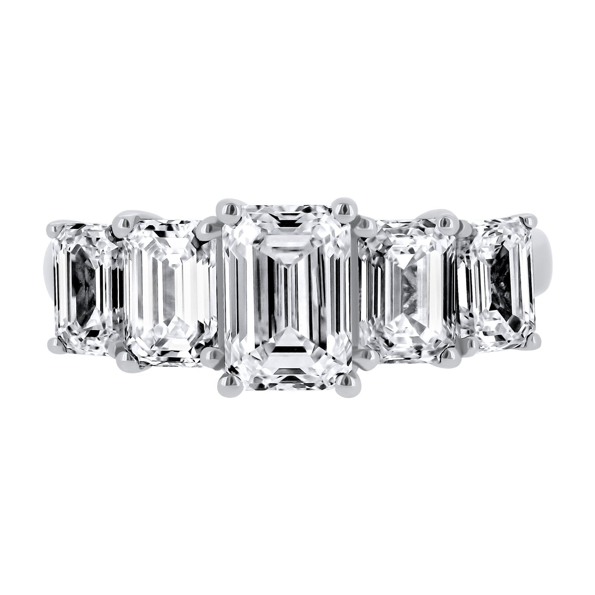 Platinum 3.08ct F VS2 GIA emerald cut diamond 5 stone ring