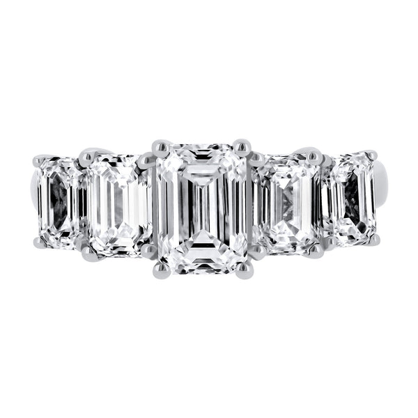 Platinum 3.08ct F VS2 GIA emerald cut diamond 5 stone ring