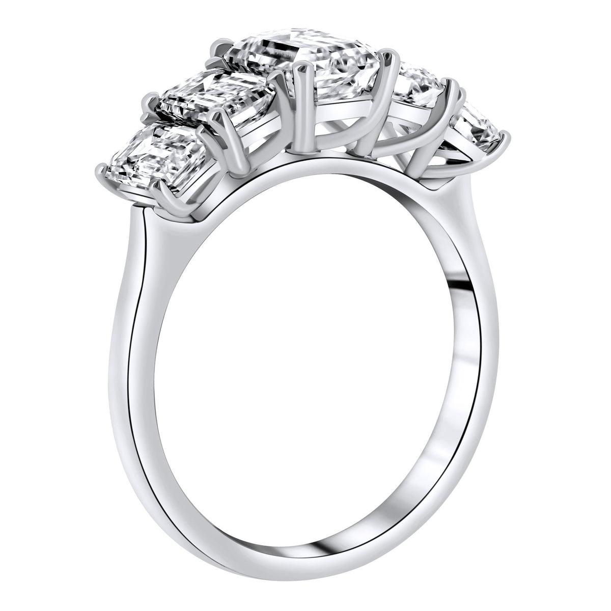 Platinum 3.08ct F VS2 GIA emerald cut diamond 5 stone ring