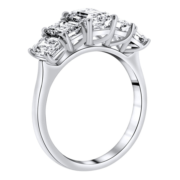 Platinum 3.08ct F VS2 GIA emerald cut diamond 5 stone ring