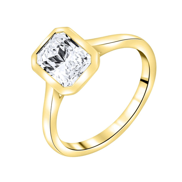 Lab grown 18ct yellow gold 2.09ct DVVS2 IGI radiant diamond ring