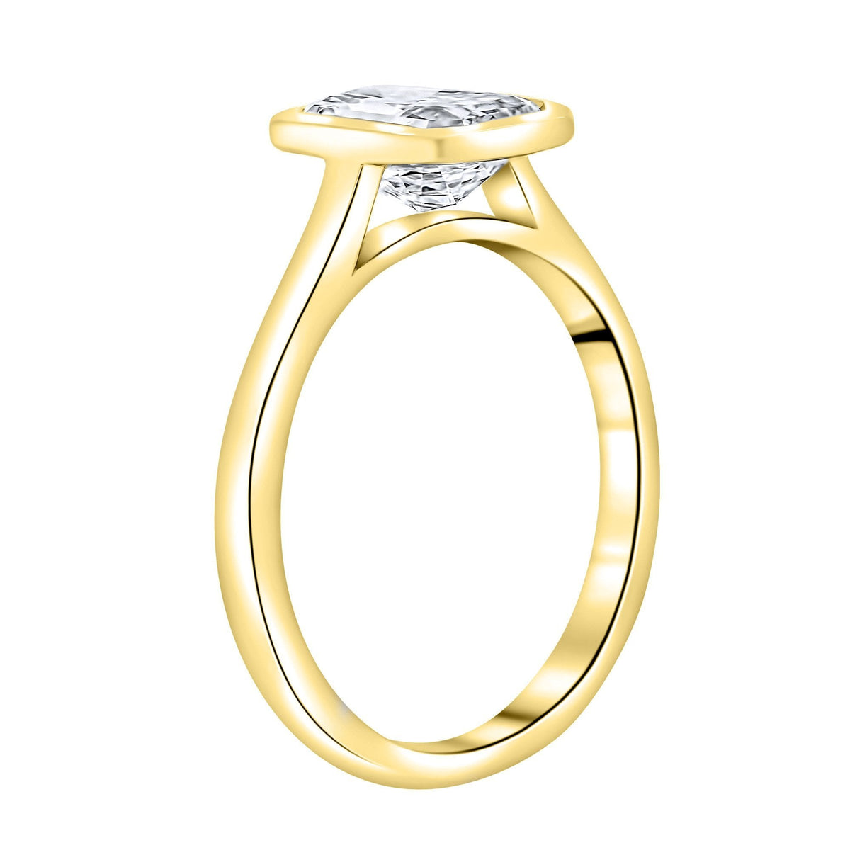 Lab grown 18ct yellow gold 2.09ct DVVS2 IGI radiant diamond ring