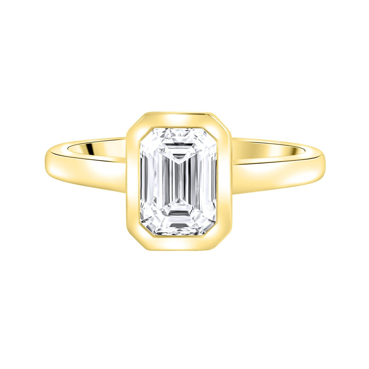 Lab grown 18ct yellow gold 2.09ct DVVS2 IGI emerald diamond ring