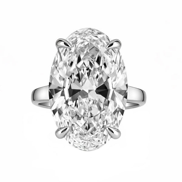 Lab grown platinum 15.03ct E VVS2 IGI oval cut diamond ring