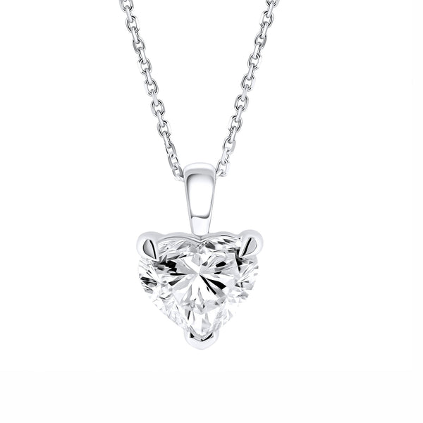 Lab grown platinum 2.04ct D VVS2 IGI heart cut diamond pendant