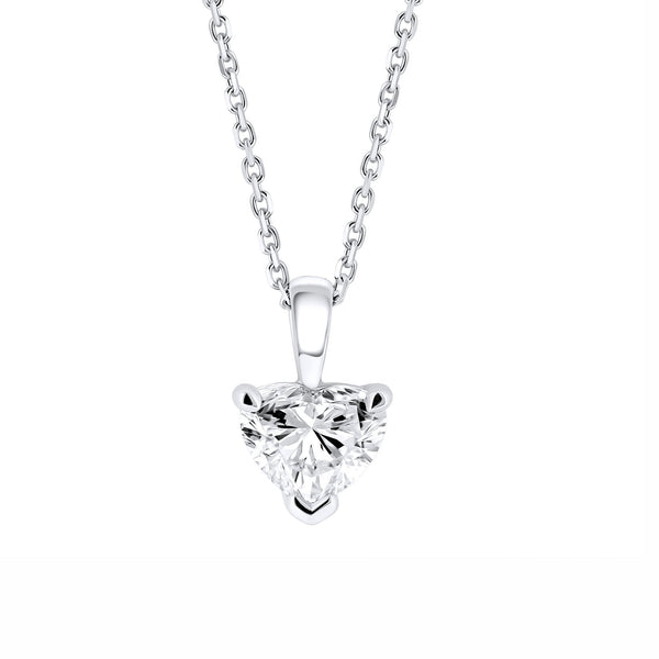 Lab grown platinum 1.02ct D VVS2 IGI heart cut diamond pendant