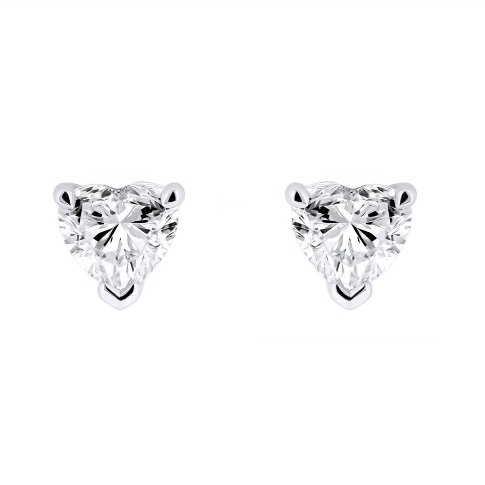 LG platinum 1.08ct D VVS2 IGI heart cut diamond stud earrings