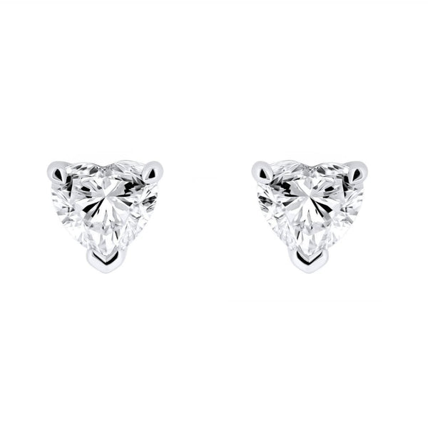 LG platinum 1.08ct D VVS2 IGI heart cut diamond stud earrings