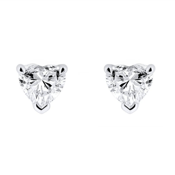 LG platinum 1.54ct D VVS2 IGI heart cut diamond stud earrings